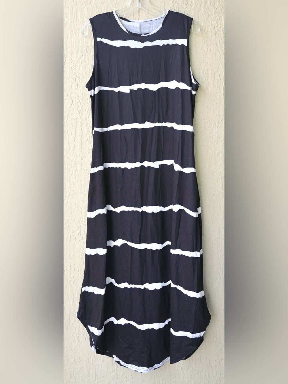 Black and White Striped Lightweight Maxi Dress